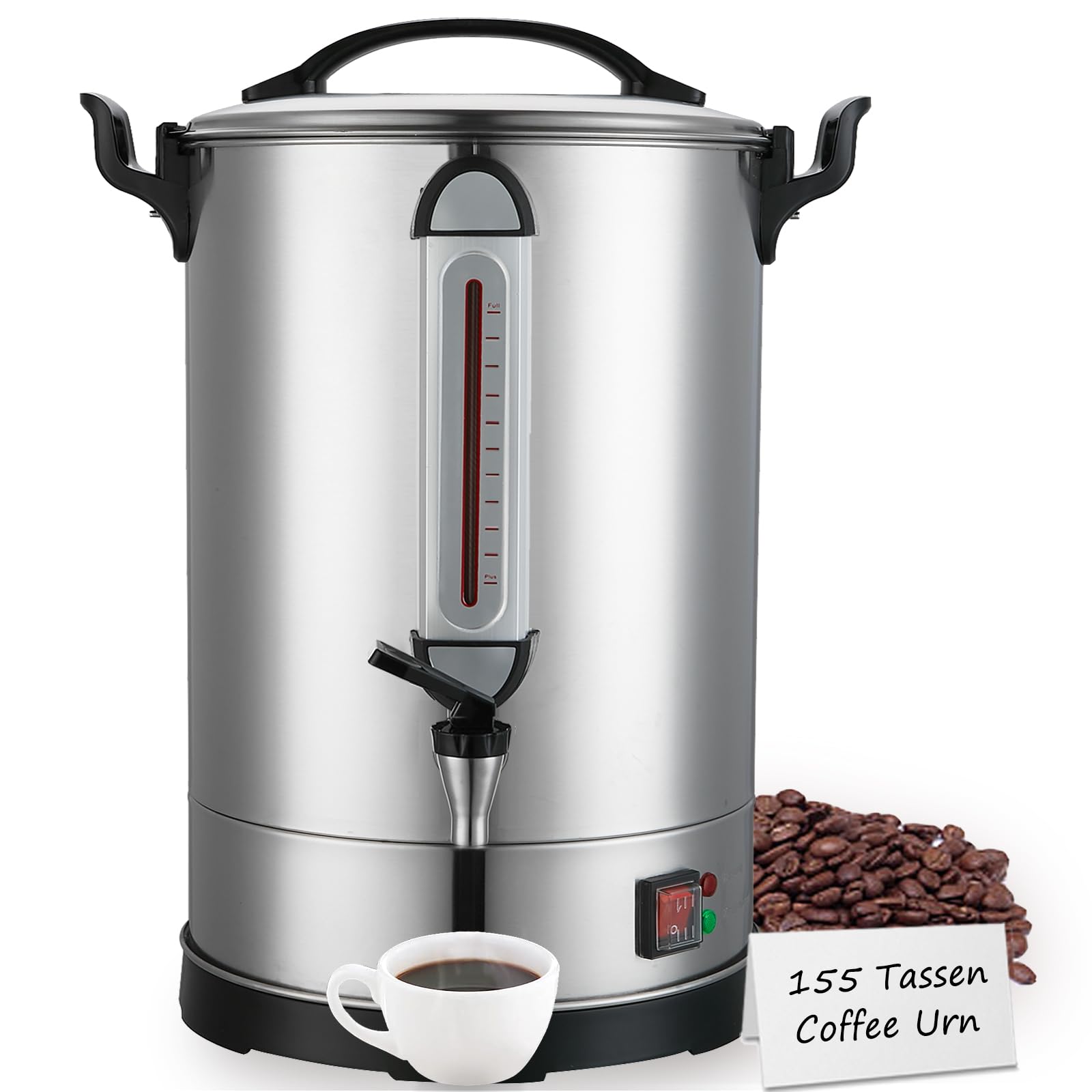 Gastro Kaffeemaschine 24L, 155 Tassen 2000W Heißgetränkespender aus Edelstahl, große Kaffeemaschine für Buffet, Events, Kantinen & Hotelservice