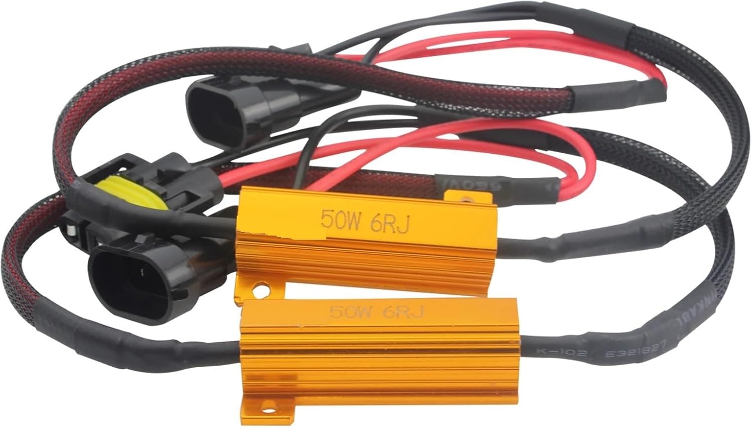 2x 50w 6 Ohm 9006 HB4 Load Resistor Resistance Wiring Harness For Daytime Running Fog Light HeadLight Error Warning Canceller