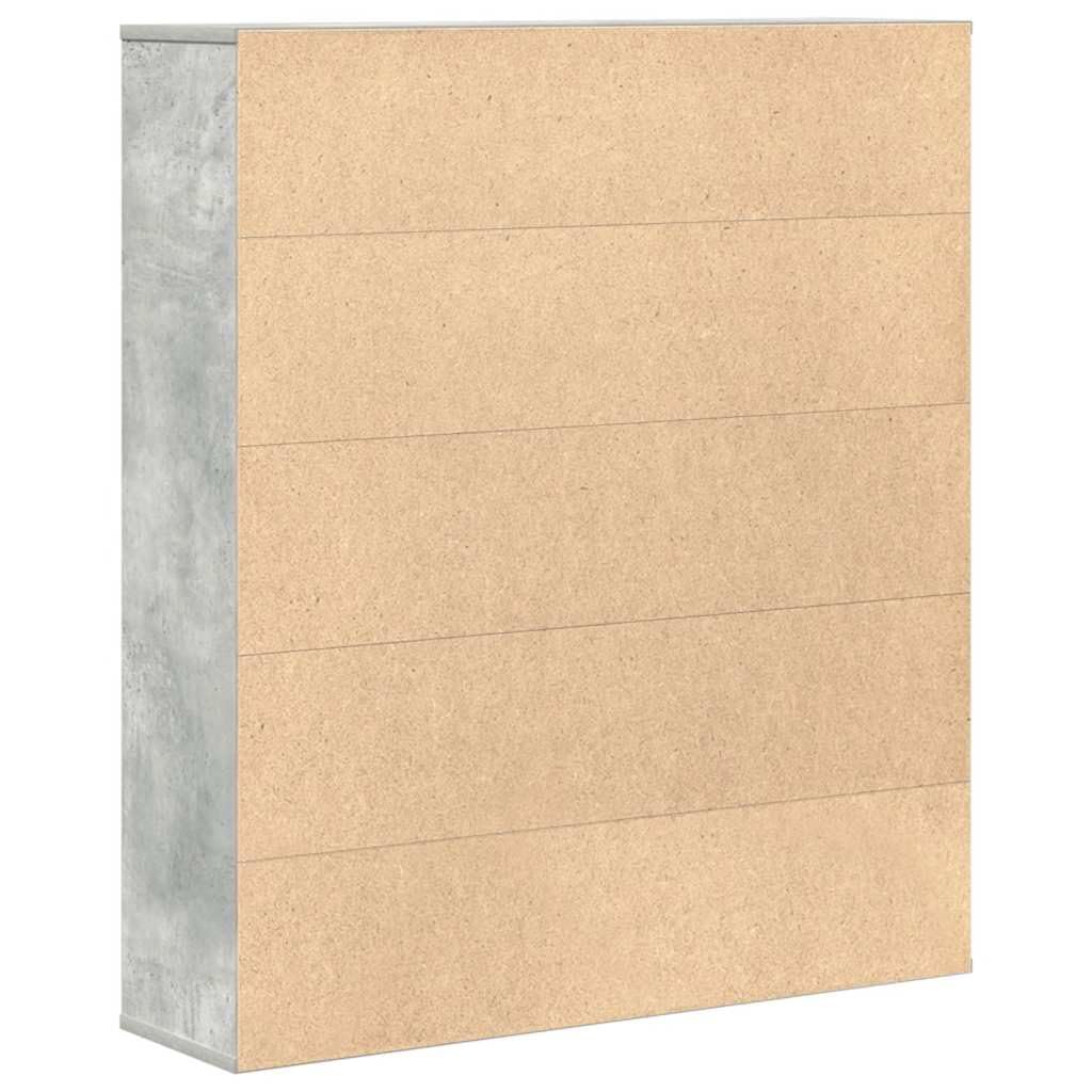 Regał na książki, szary beton, 89 x 24 x 101,5 cm, materiał drewnopochodny, z drzwiami, uniwersalny organizer Cube do biura, salonu, przechowywania