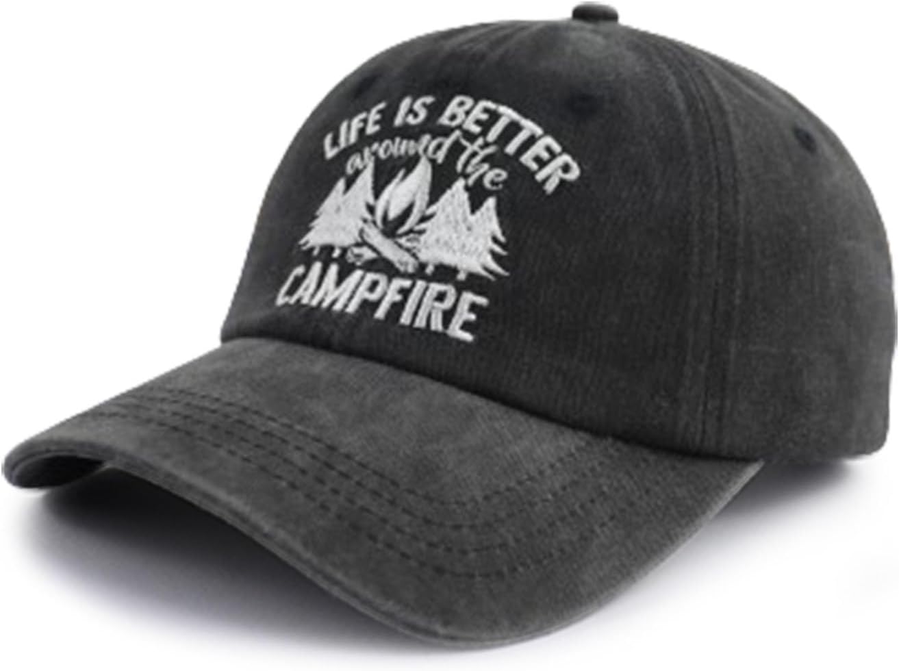 Kahhrepa Life is Better Ground The Campfire Hats, Funny Adjustable Cotton Embroidered Camping Lover Baseball Cap - Image 2