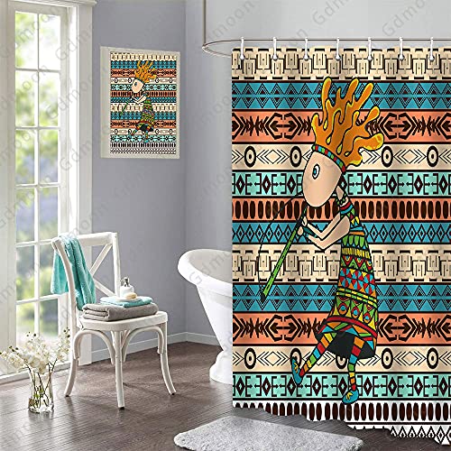 Gdmoon Kokopelli Shower Curtain Egyption African Shower Curtain Art Ethnic Tribal Indian Patterns Vintage Indian Bohemian Art Bathroom Curtain Set With 12 Hooks 72X72In Ylwhgd918 #TOP4