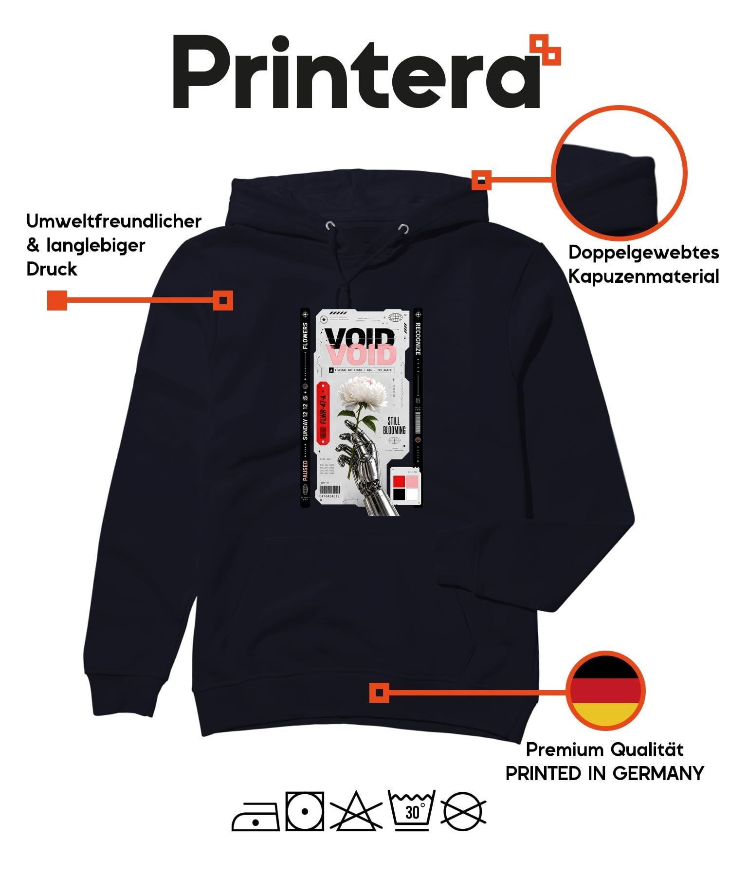 Void Still Blooming Robot Japan Y2K - Felpa con cappuccio