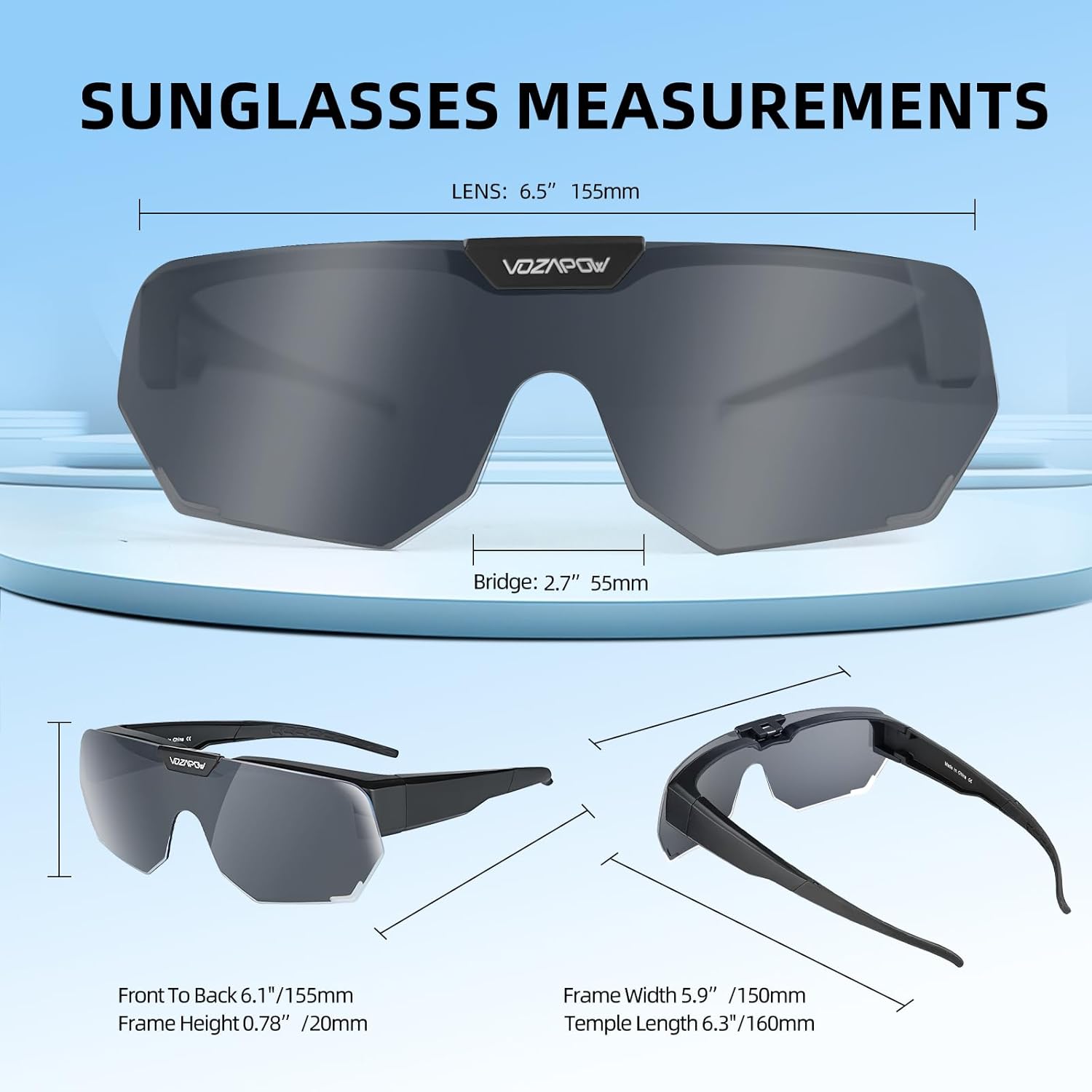 Polarized Sunglasses over Prescription Glasses Flip up Sports Sunglasses for Men Women Oversized UV Protection Shades - Image 5