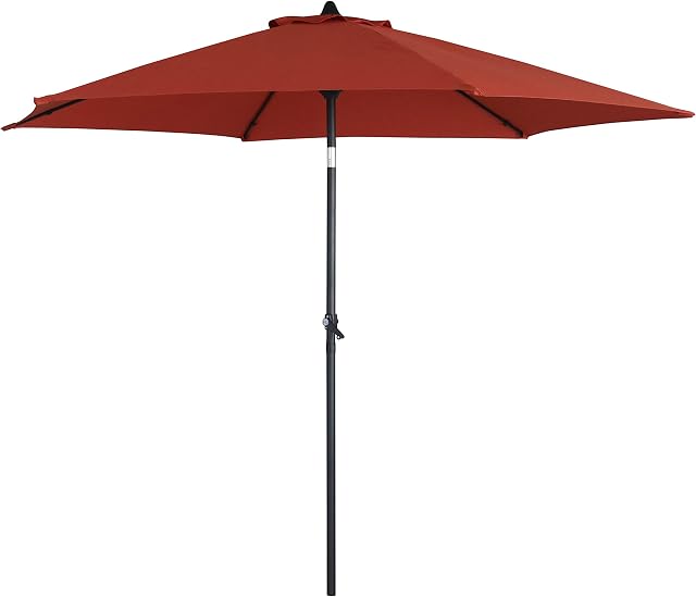 2.7m Wind Up Parasol  Tilt and Crank Mechanism - Polyester Canopy  Stylish Garden Umbrella in Green, Blue, Terracotta, Grey or Beige.