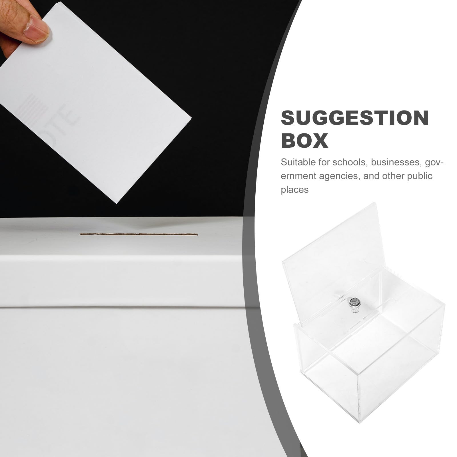 Artibetter Buzón de Pared Acrílico Gran Capacidad con Cerradura Fácil de Usar para Sugerencias y Donaciones Adecuado para Escuelas y Lugares Públicos