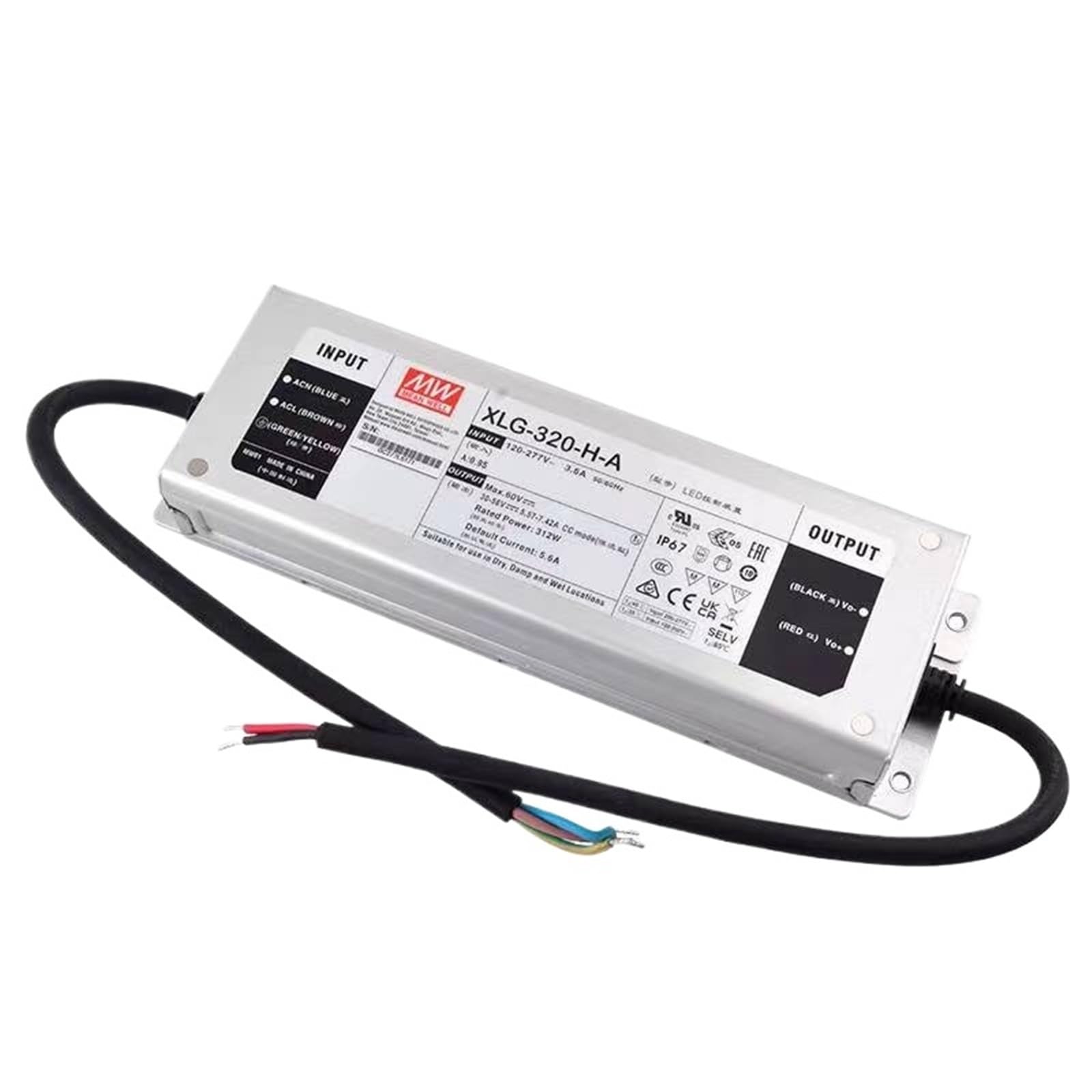 FCARUMIQP XLG-320-H-AB Constant Power Mode LED Lighting Driver Buit-in Active PFC Water Proof IP67 3 in 1 Dimming Function