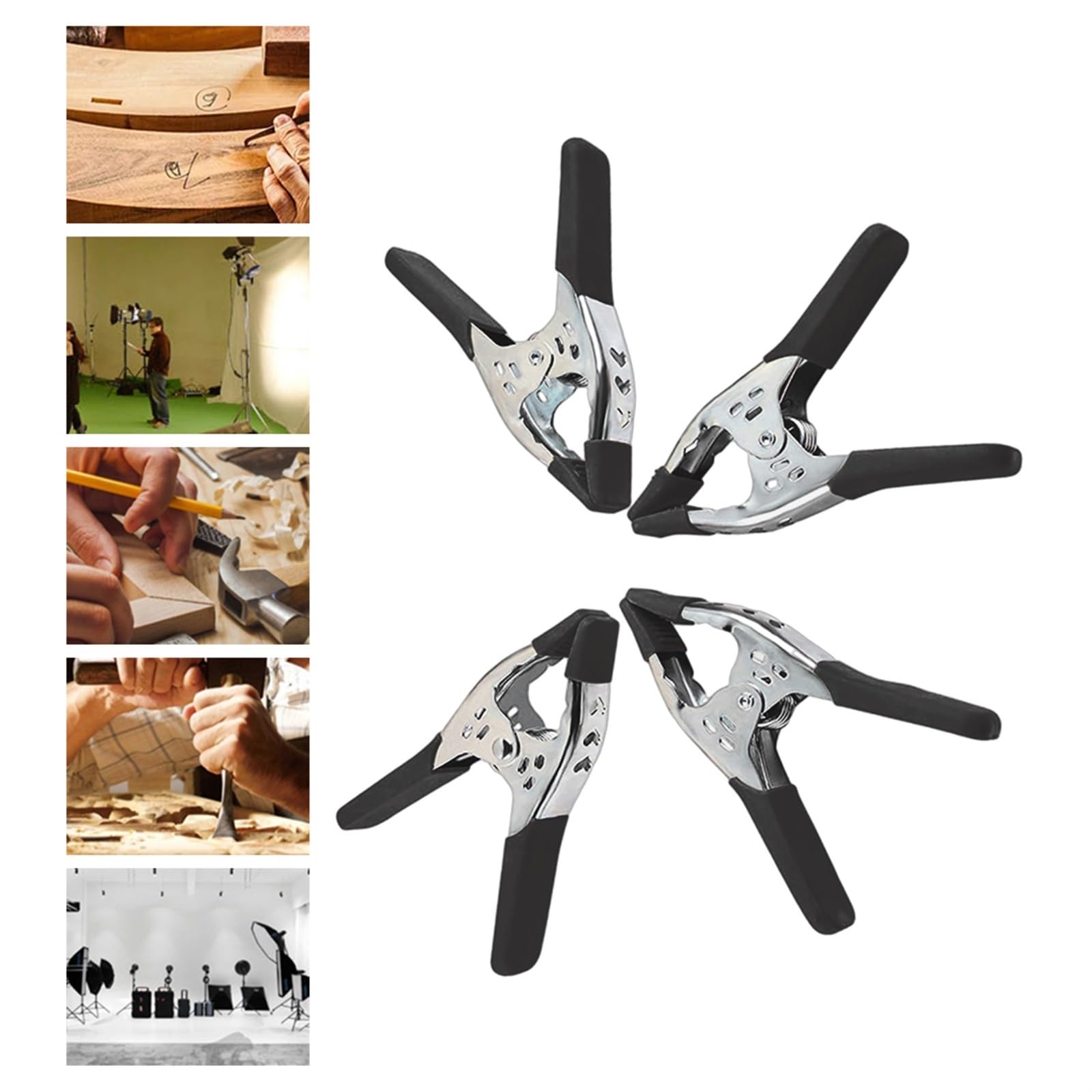 4 Abrazaderas de Resorte de 6 Pulgadas en Forma de A, Abrazaderas de Metal con Puntas de plástico, Pinzas de Agarre Resistentes para carpintería, Accesorios para Herramientas manuales