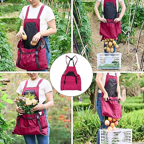 HERCHR Oxford Cloth Gardening Apron With Pockets,Gardening Apron,Garden Apron Thickening Garden Tool,Canvas Garden Apron Fruit Picking Bag Vegetable Berry Garden Picking Bag for Women and Men - Image 3
