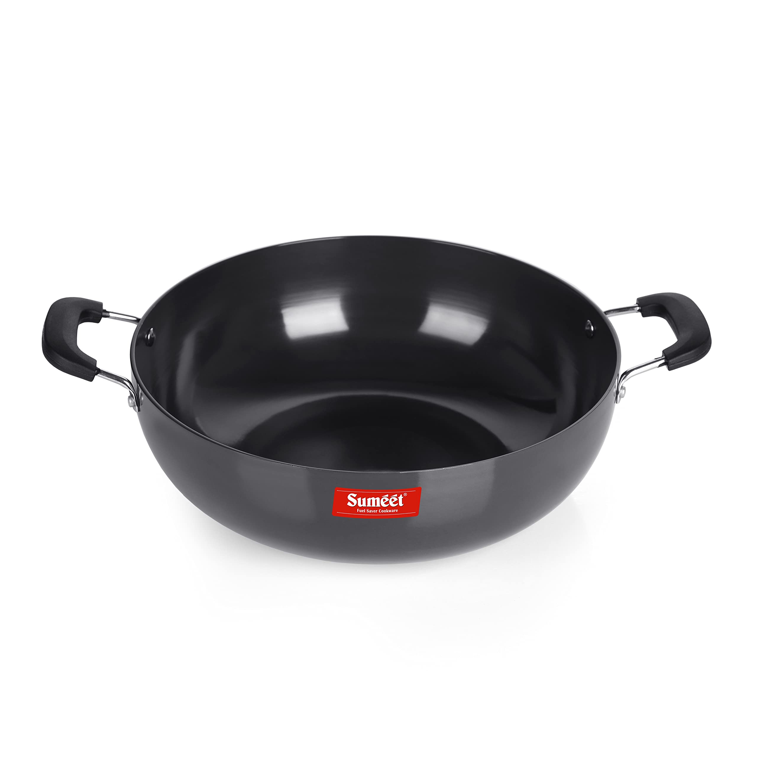 Sumeet 3mm Hard Anodized Aluminium Deep kadai, Big Size No.-15 (28.5cm Dia. 4.5 L Capacity, Black) - Image 6 thumbnail