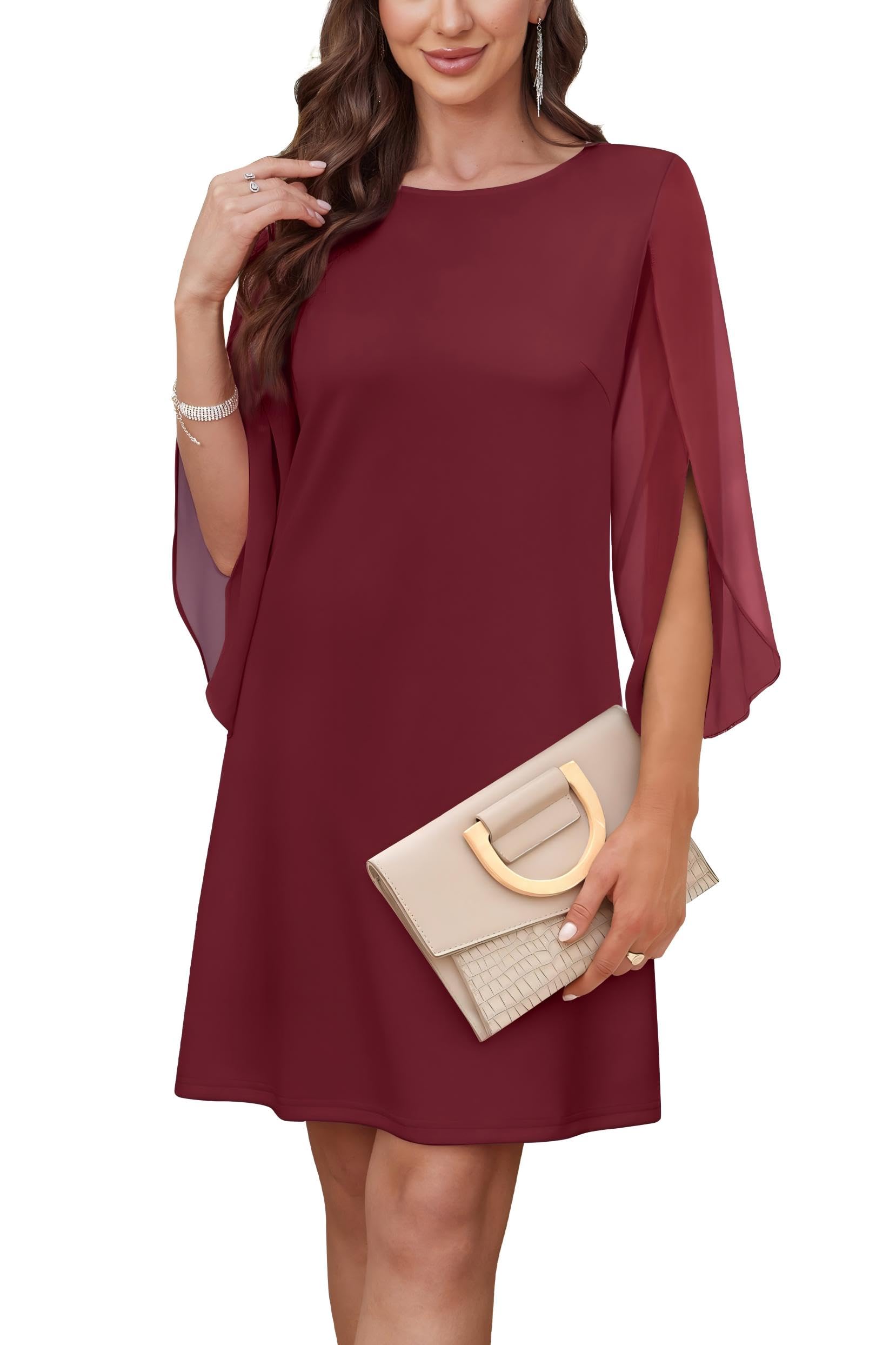 Photo 1 of RUMIA Wedding Guest Dress 2026 Women's Cocktail Dresses Mother of The Bride Dresses Wine Red M