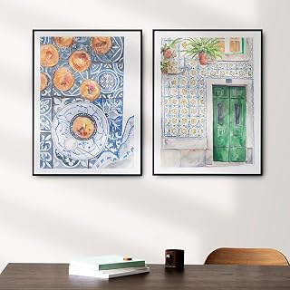 Kailitry Pastel De Nata Traditional Portugal Food Kitchen Canvas Wall Art Travel Lisbon Architecture Prints for Living Room Home Decor 12x16 Inchx2pcs Unframed