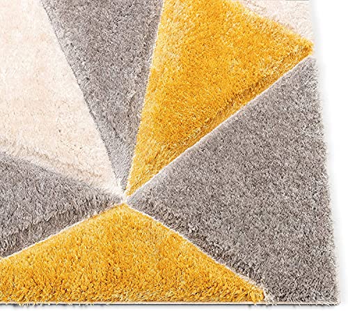 Image of Carpet for Living Room 5x5 Feet Round Anti Skid Rug Colour Yello Silver