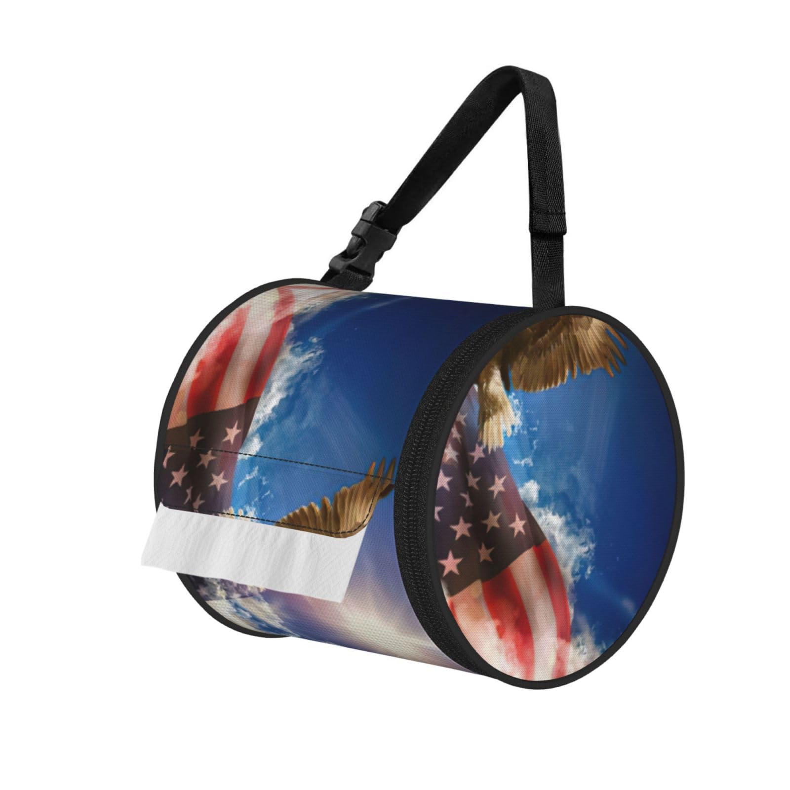 American Usa Flag Eagle Art Print Fashion Tissues Organizer Box, Hanging Tissue Holder For Purse Coins For Car Office Daily Outing
