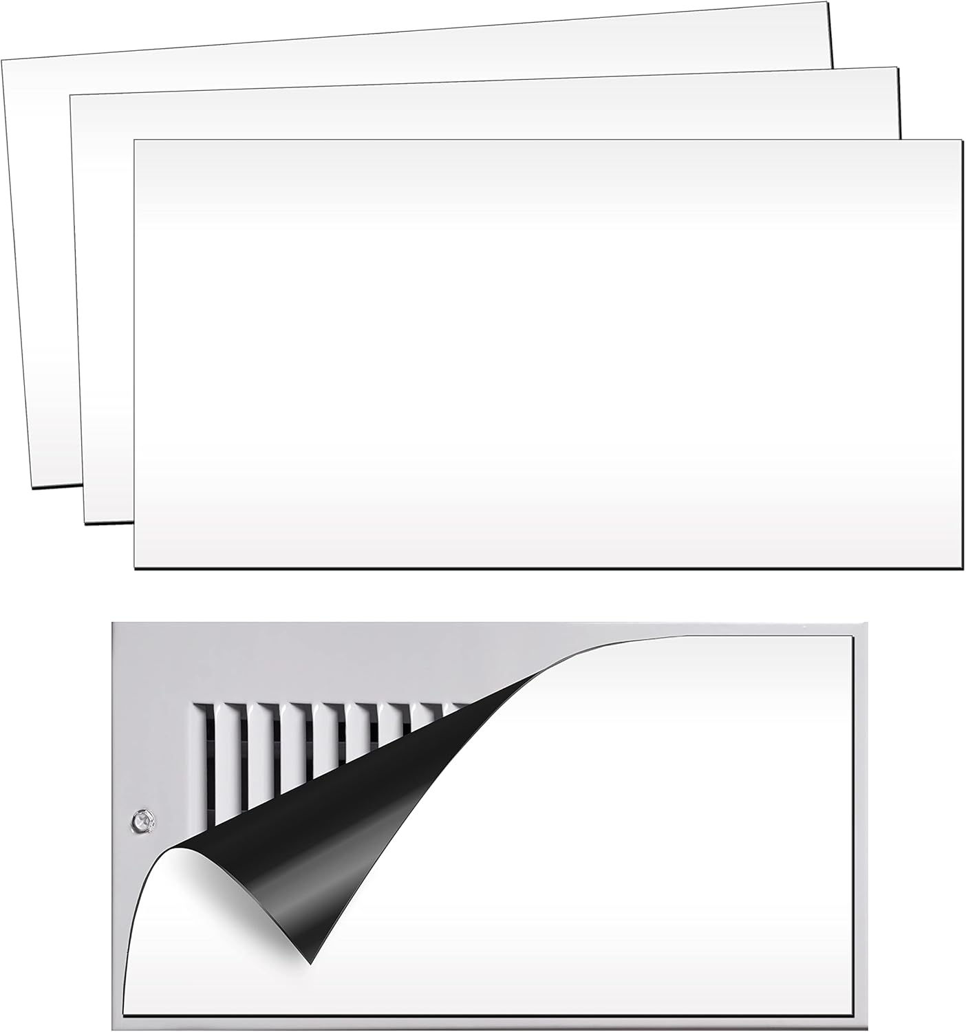 Set of 4, 12” X 5.5” Strong Magnetic Vent Cover with One Side Matt White Vinyl, Durable Thick Magnetic Register Cover for Floor, Wall and Ceiling, Magnetic Thickness 60 Mil.