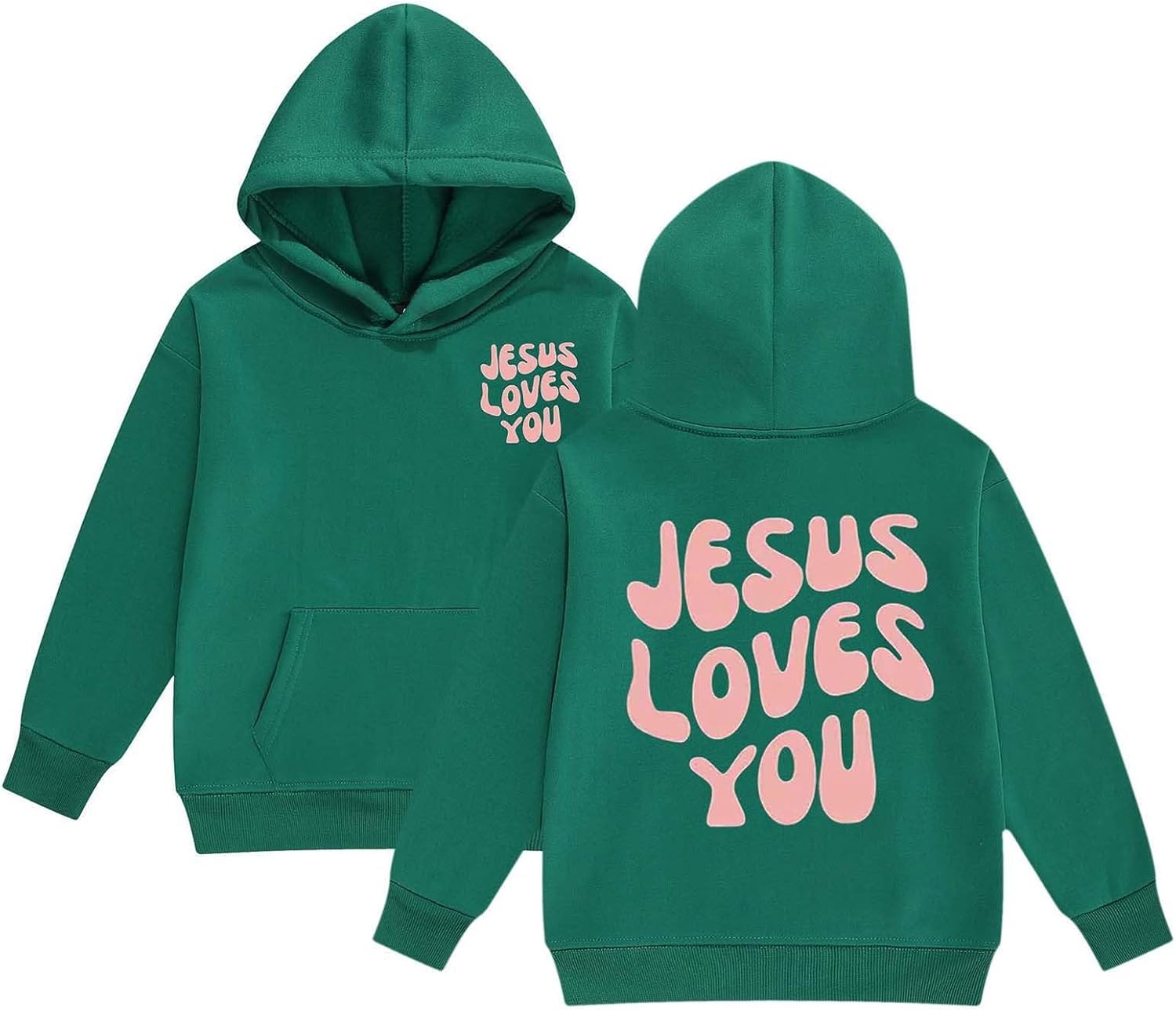 Jesus Loves You Hoodies for Kids Girls Christian Religious Faith Sweatshirts Bible Verse Letter Graphic Pullover