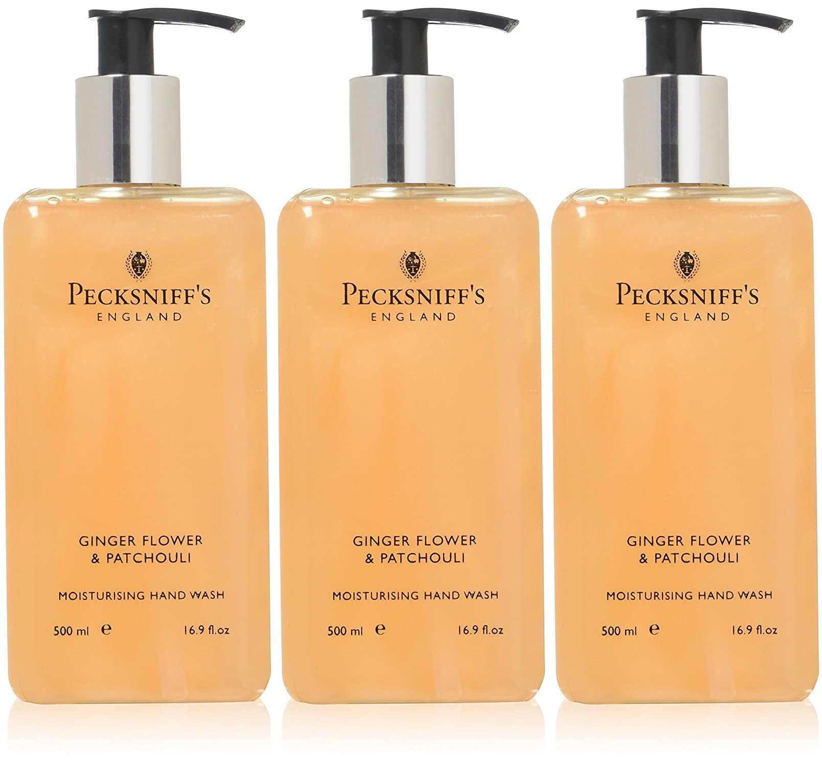 Pecksniff's 16.9 Fluid Oz Hand Wash (Ginger Flower & Patchouli) - Gentle Cleanser for Sensitive Skin - Moisturizing & Hydrating - All Natural Cruelty Free Hand Wash - Vitamin B Enriched Hand Wash -