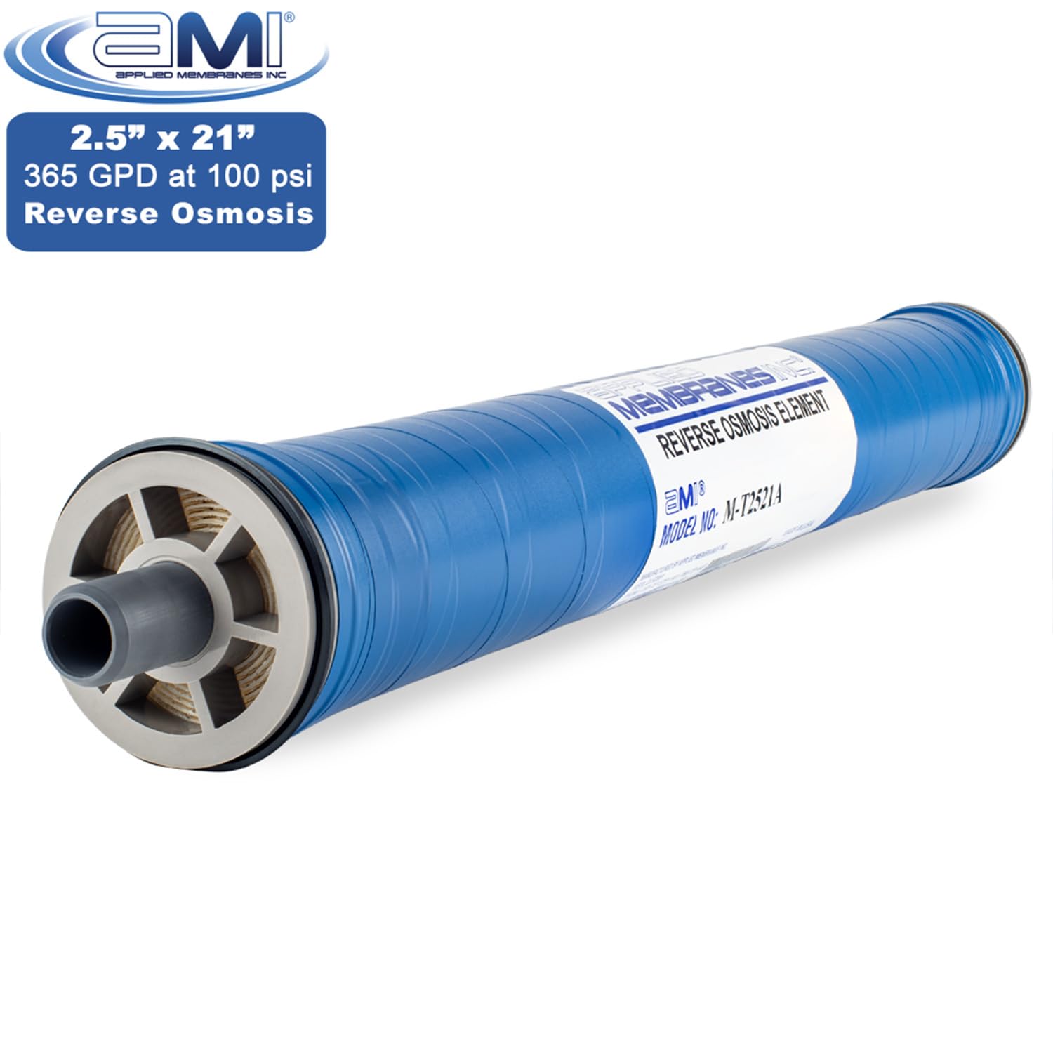 Elemento de membrana de ósmosis inversa de energía extra baja de 2.5 x 21 pulgadas para agua del grifo | 365 GPD a 100 psi XLE | 99% de rechazo | Membrana comercial de repuesto | Membranas aplicadas