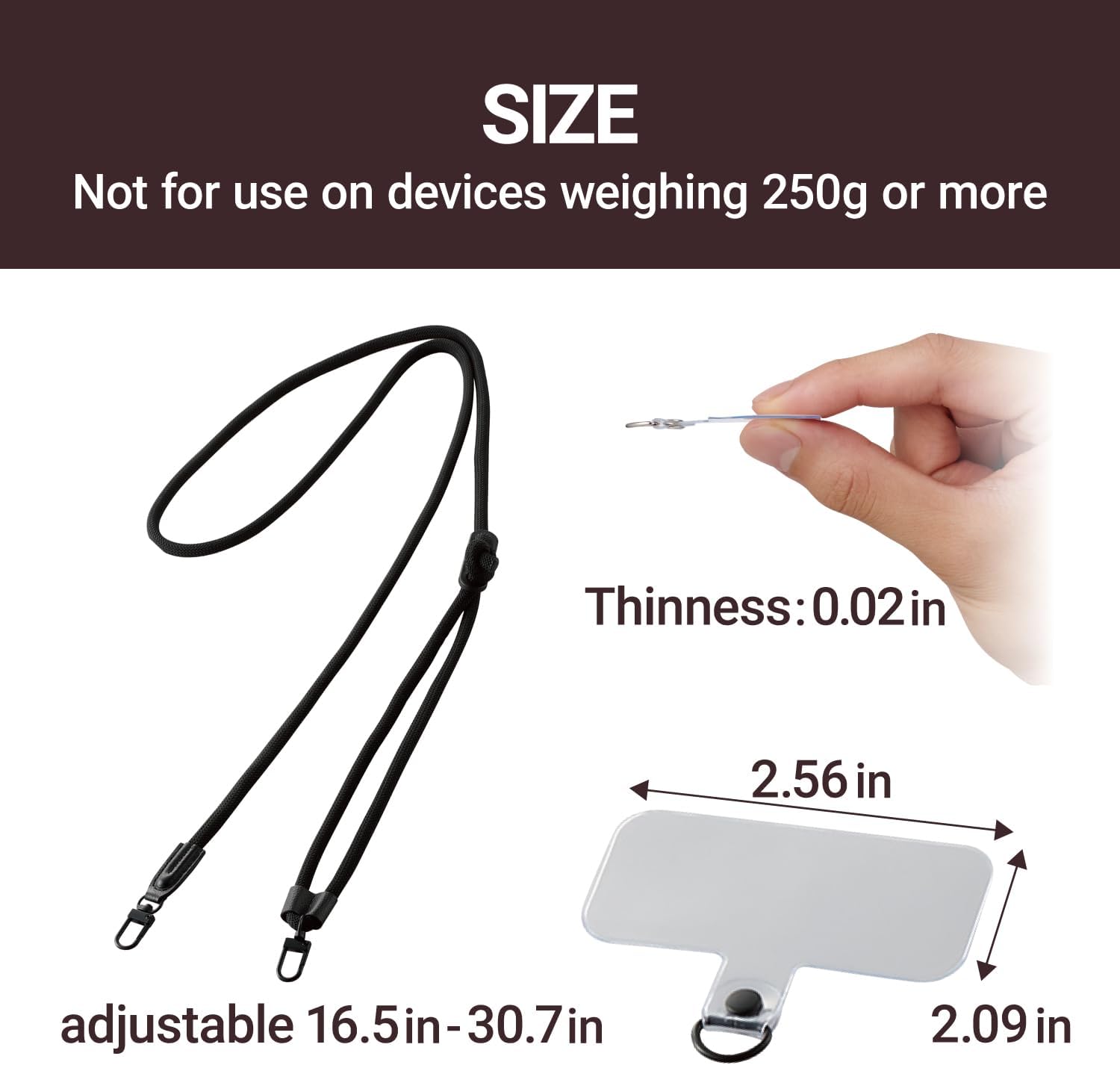 ELECOM Cell Phone Lanyard Durable Round 6mm String with Strap Connected Sheet, Length Adjustable, Compatible with iPhone and Android, Black P-STSDH2R06BK