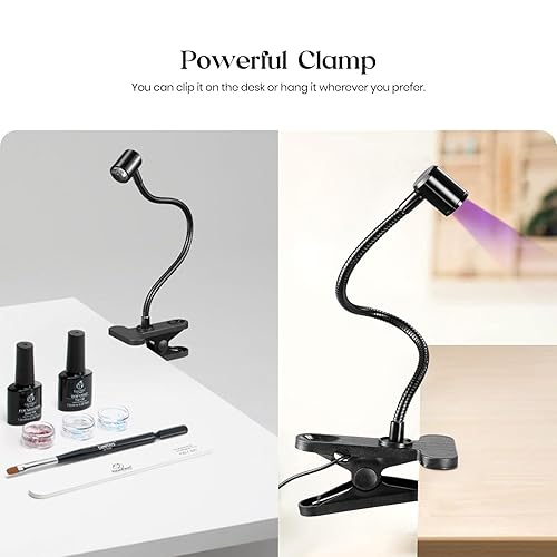 Miniatura 5 de Beetles - Mini lámpara de uñas UV para uñas, luz LED con abrazadera para manicura, gel de extensión de polietileno, pegamento de uñas, lámpara de