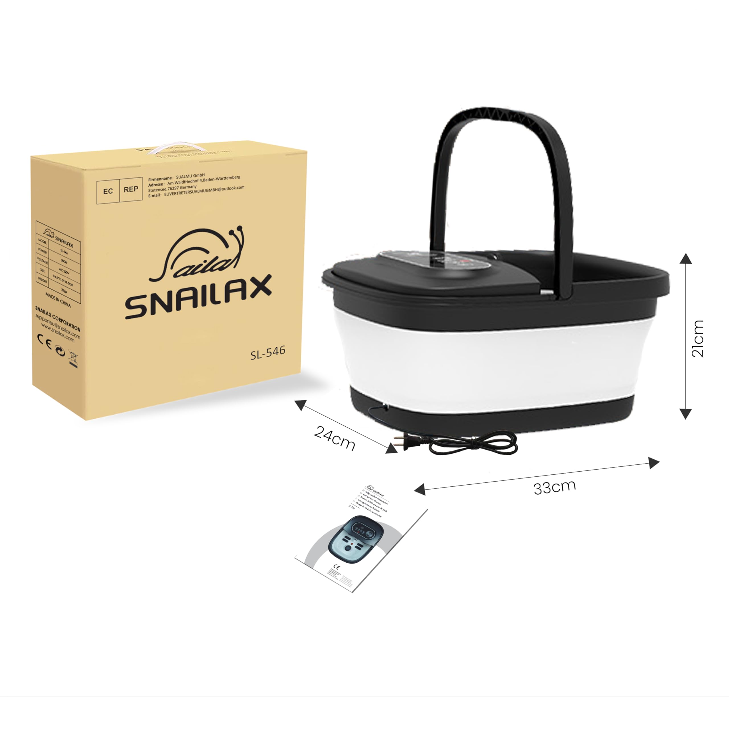 Snailax Bain de Pieds Pliable avec Chauffage et Massage, Spa Pour Pieds avec 14 Niveaux de Chauffage | Rouleaux Shiatsu | Bulles | Lumière Rouge | Minuterie, Massage Pieds Spa 35℃-48℃