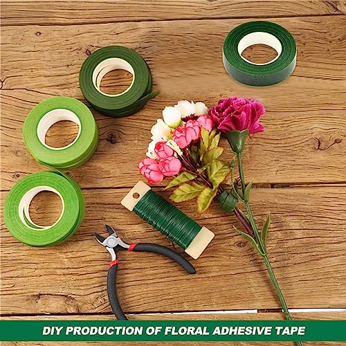 Rjayaa Floristenband Grün Selbstklebend 4 Stück Floristenkrepp Grünes Klebeband Flora Blumenband für Bouquet Blumensträuße DIY Kunsthandwerkk