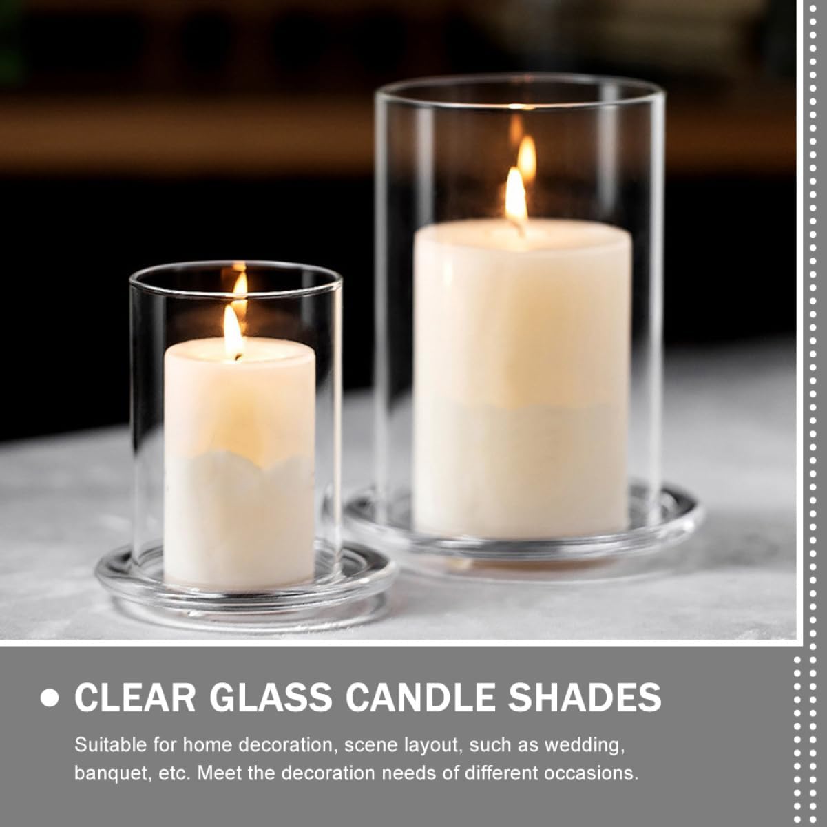 3pcs Cylindrical Glass Candle Shades Transparent Hurricane Candle Holders for Pillar Open Ended Design Glass for Romantic Decor
