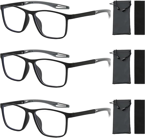GWEOR 3 Pares Gafas con Enfoque Automático y Ajuste Automático para Diferentes Necesidades Visuales, Incluidas 3 Fundas Negras y 3 Paños para Gafas - 1