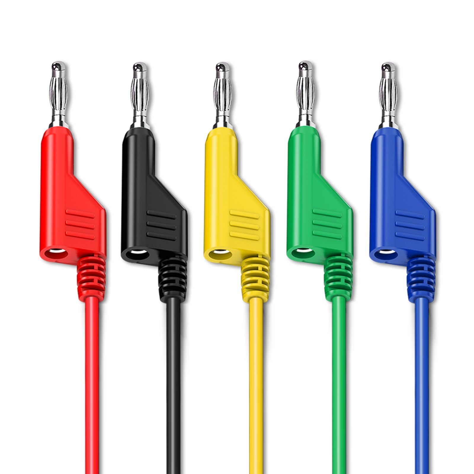 5 unidades apilables de banana a conector banana cable de prueba eléctrico suave cable de prueba de 6,56 ft/2 m para multímetro 1000 V 15 A