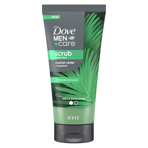 Unilever DOVE MEN + CARE Body and Face Scrub Eucalyptus Deeply Exfoliates for Hydrated & Nourished Skin 100% Gentle Cleanser, No Sulfate Cleansers or Parabens 9 oz