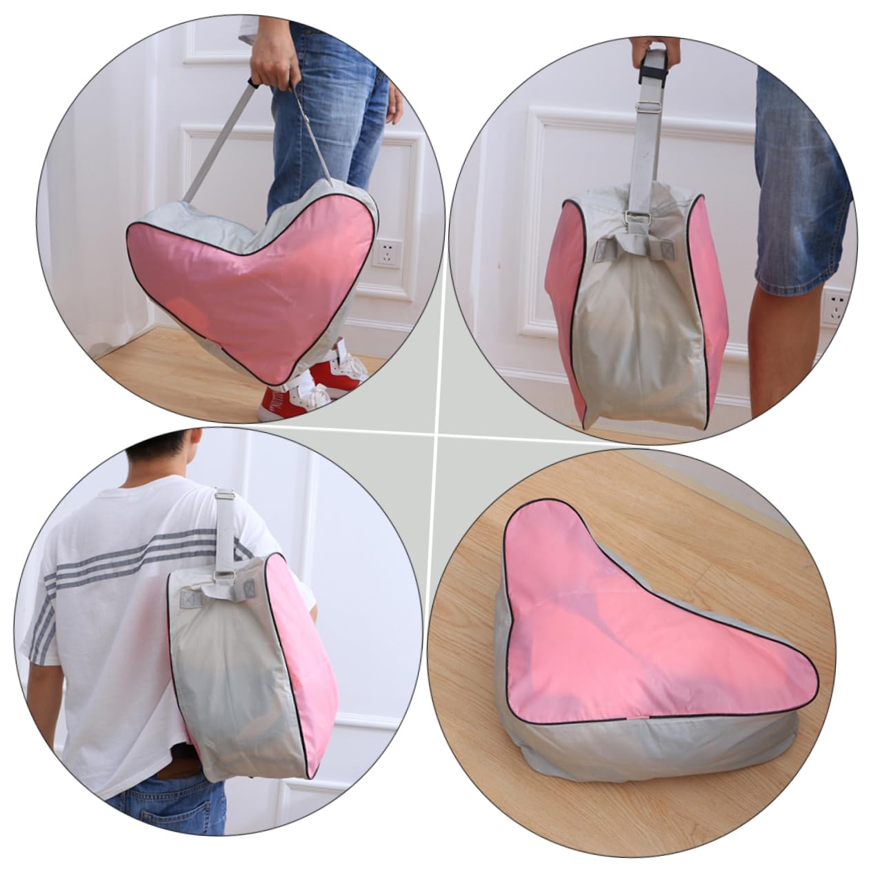 TOYANDONA Borsa per Pattini a Rotelle Triangolare Rosa, 2 Pezzi | Tessuto Oxford, Design Portatile Riutilizzabile, Facile da Pulire per Pattini e Scarpe