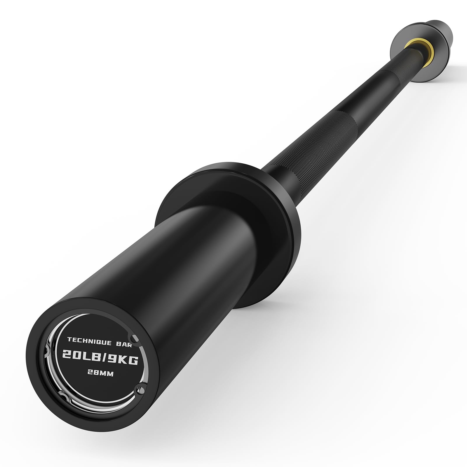 PAPABABE Olympic Barbell, 4ft/5ft/6ft/6.2ft Short Barbell for Strength Training and Technique Adjusting, 2 inch Olympic Bar with Volcano Knurling Spin Sleeves Comfortable Grip for Bench Press Curls Deadlifts Home Gym Beginner