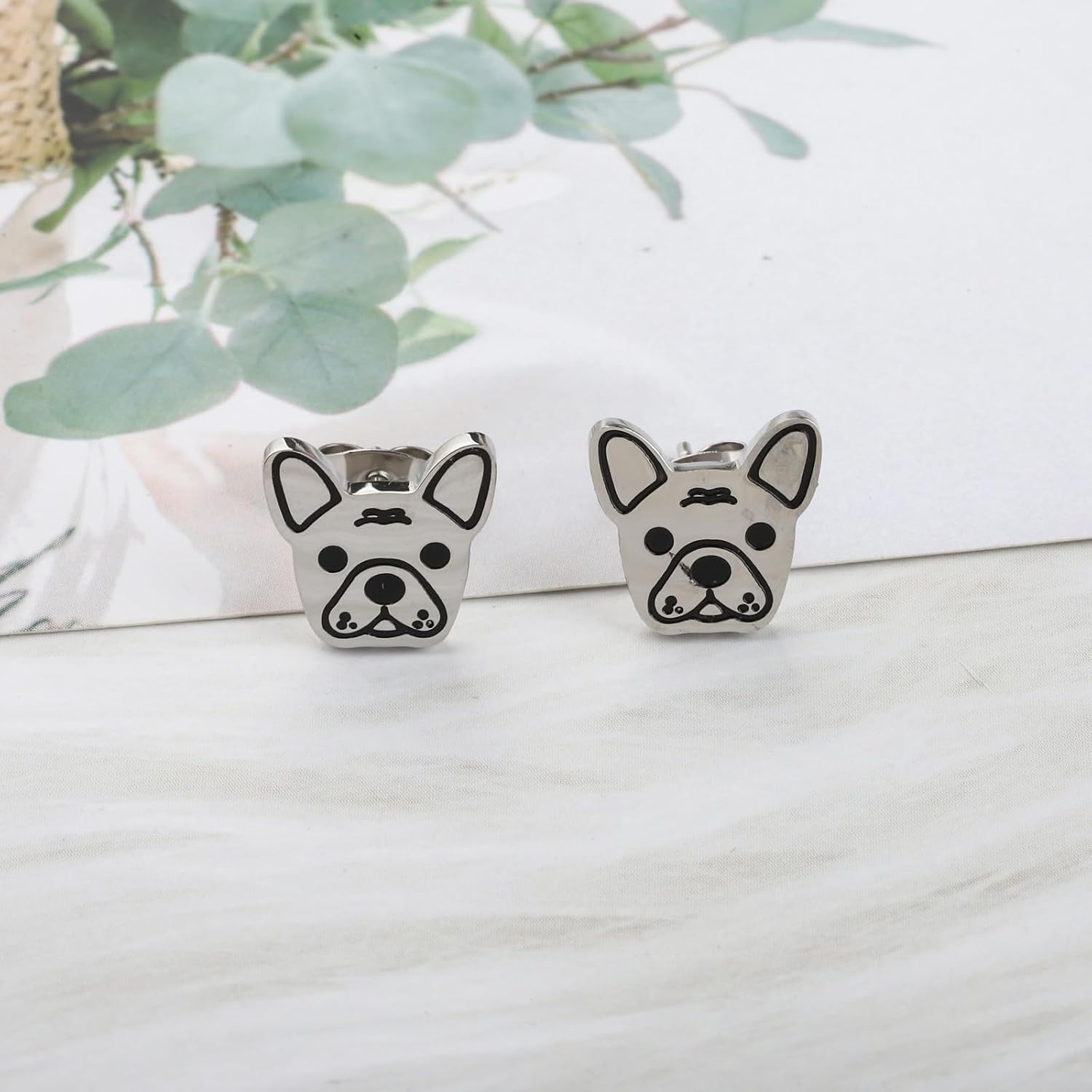 OKEYCH FrenchBulldog Lover Gift French Bull-dog Stud Earrings French B-ulldog Owner Jewelry F-rench Bull-dog Mom Gift