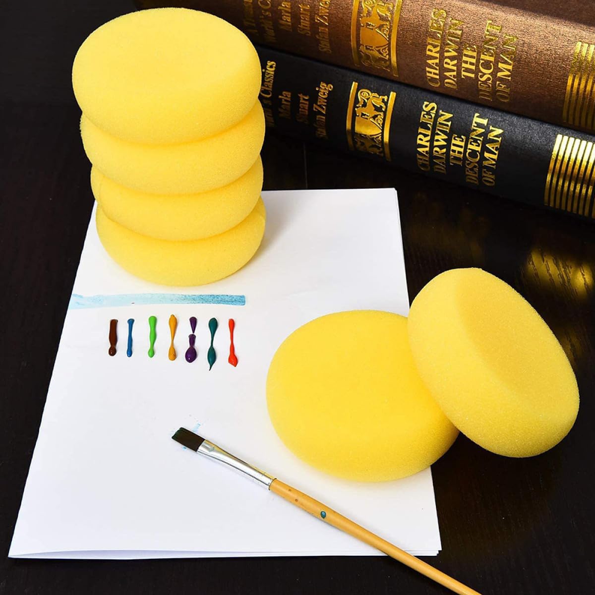 EXCEART 100pezzi Spugne Rotonde Assorbenti Per Pittura Strumenti Per e Artigianato Per Insegnanti Per Attività Creative e Progetti Di Decorazione Domestica