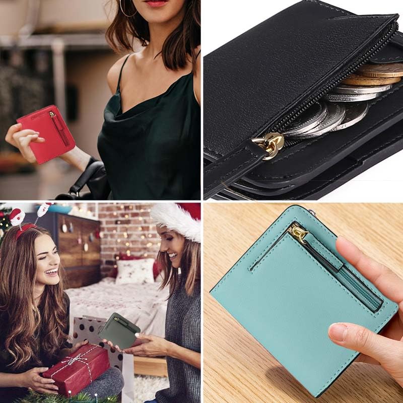 Red RFID Blocking Wallet for Women-Small PU Leather Bifold Mini Purse with Magnetic Closure,Multi-Layer Compact Design,ID Window and Card Slots4