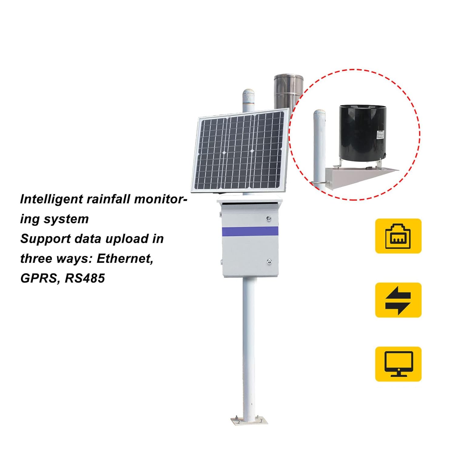 Airshi Rain Sensor, 200mm Diameter Builtin 3D Structure 0.24W High Accuracy Real Time Rain Gauge for Forestry Agriculture, Airshi2y3npkr7vb