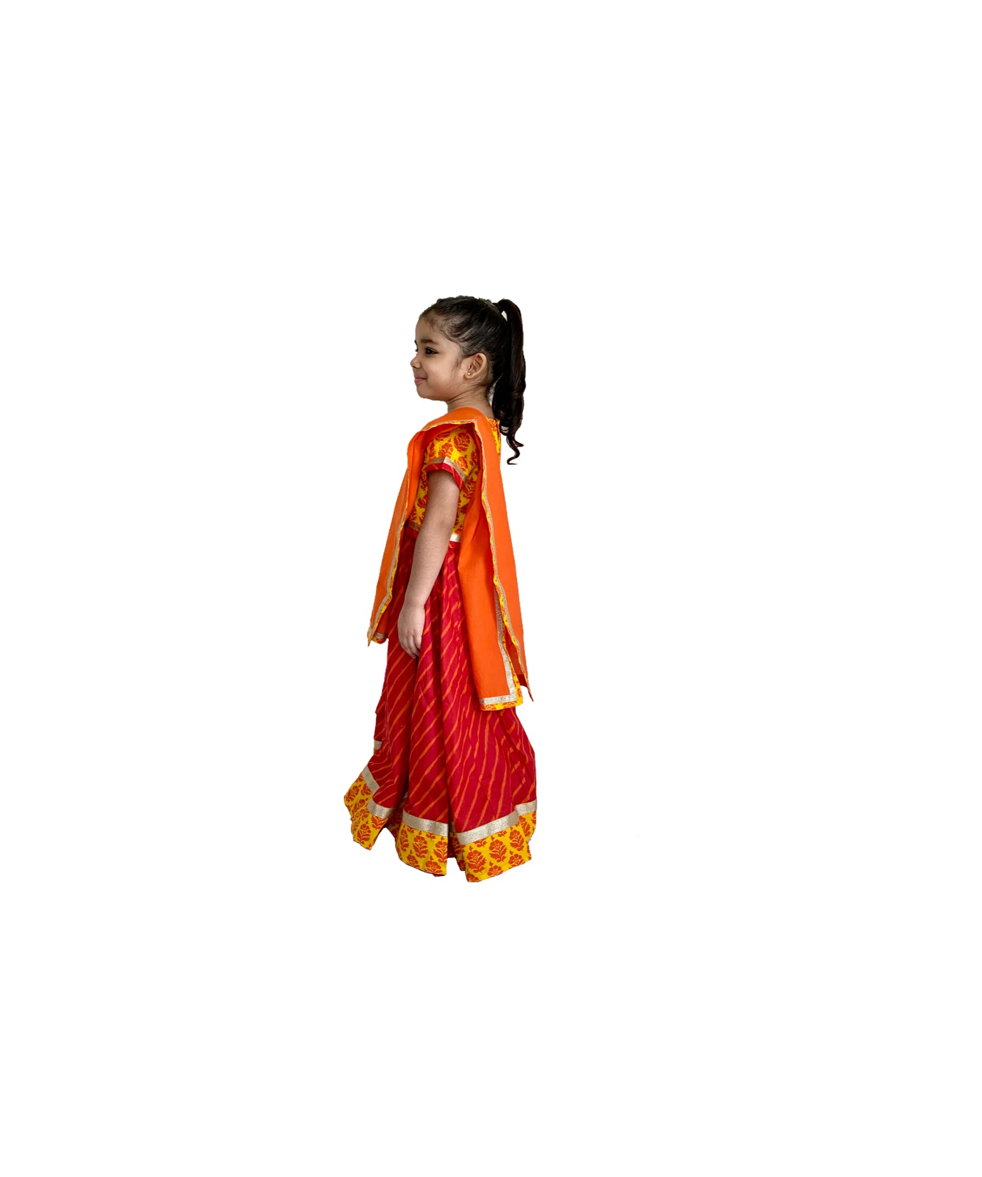 Flawnt Multicolor Traditional Cotton Lehenga Choli For Girls (6-12 Months, Red)