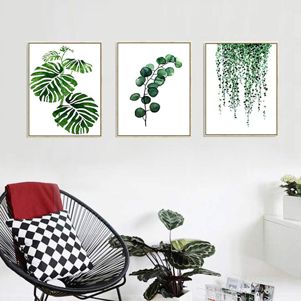 Tableau Toile Plantes Vertes - Impression Haute Qualité 60x80 Cm - Déco Murale Salon Chambre - Lot De 3