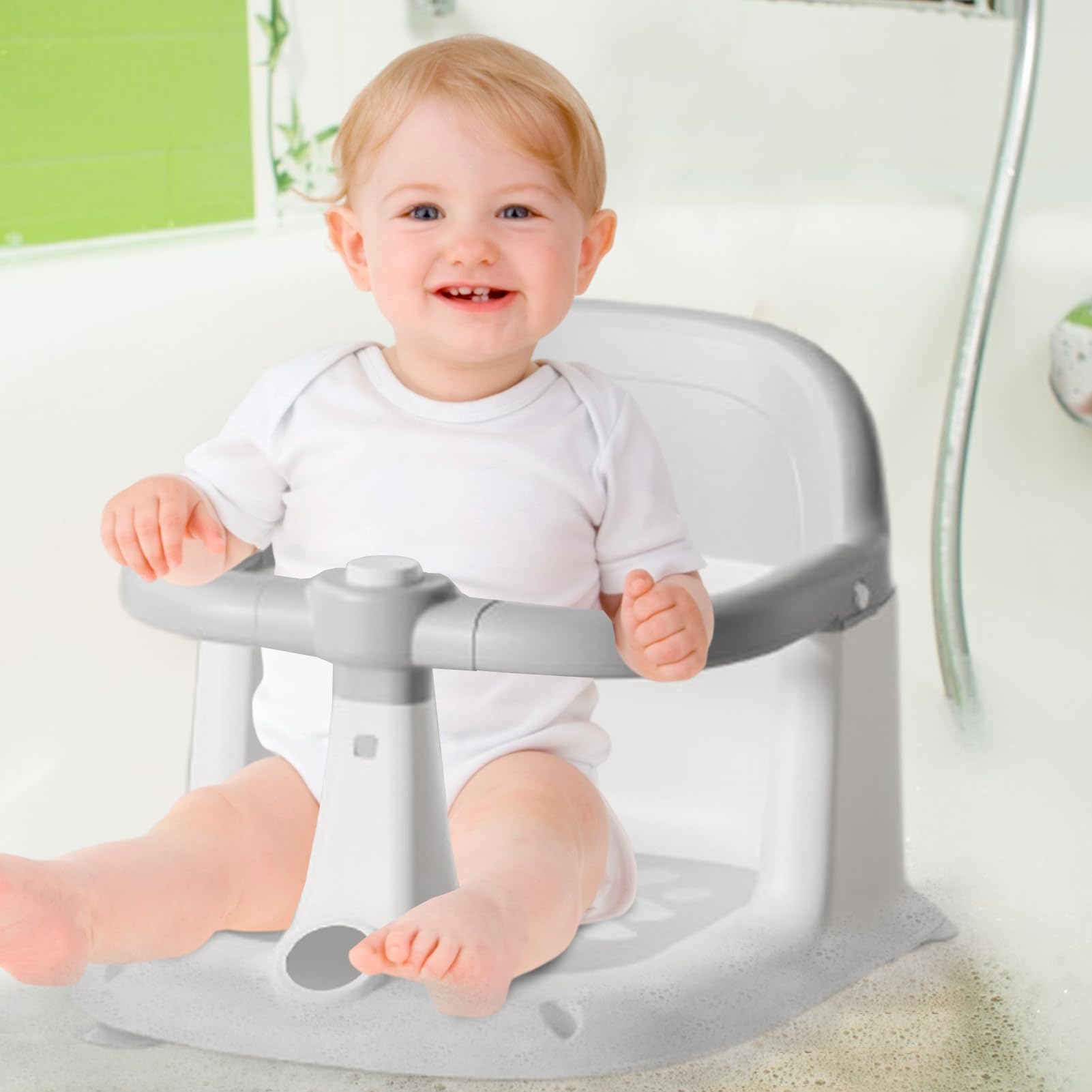 Seggiolino da bagno per bambini, antiscivolo, confortevole, design di supporto, portatile, struttura leggera, accessorio sicuro per il bagno per casa, viaggi, soggiorno, hotel, vacanze, ragazze