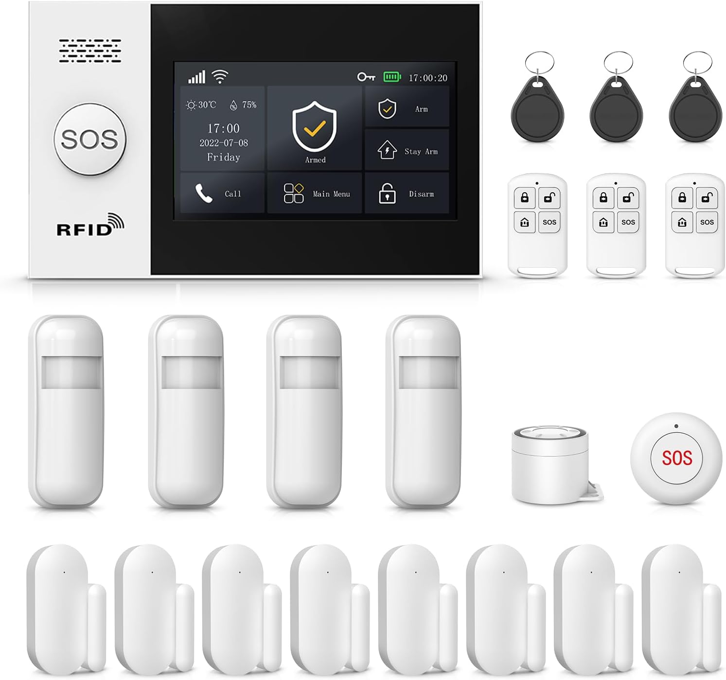 Home Security Alarm System,DIY Wireless WiFi Alarm System (Motion Detector, Door Window Sensor, Remote Control, Siren), Compatible with Alexa and Google for House, Apartment