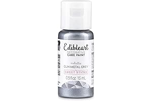 SWEET STICKS Edible Art Decorative Cake Paint 0.5 Ounce (15 Milliliters), Metallic Gunmetal Gray