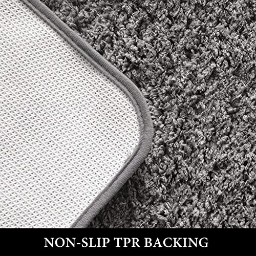 MIULEE Set of 2 Non Slip Shaggy Bathroom Rugs Extra Thick Soft Bath Mats Plush Microfiber Absorbent Water for Tub Shower Machine Washable (Grey, 20x30 inches) by MIULEE - Image 4