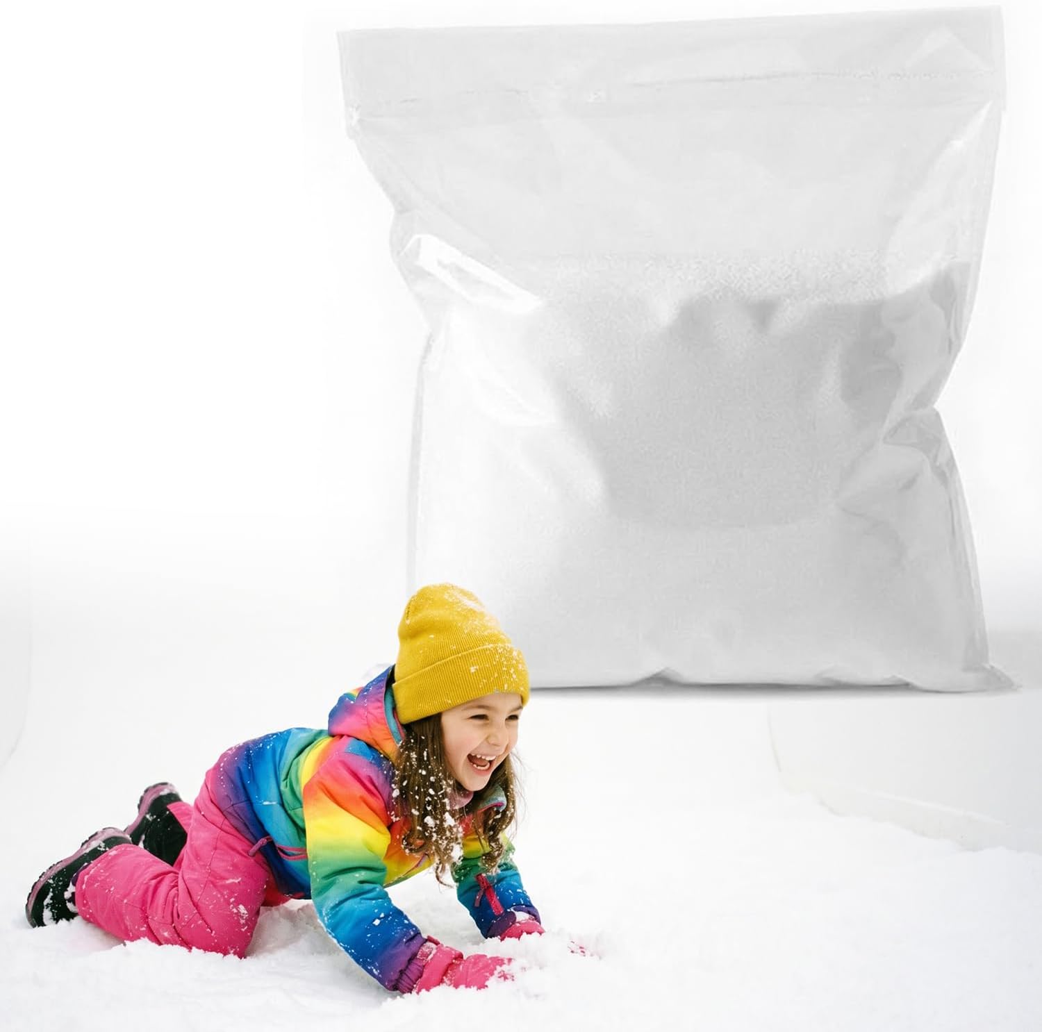 ARELUX Artificial Snow Fake Instant Powder 28oz Make 12 Gallons Fluffy Snow Snowballs & Realistic Snowflakes Safe for Party Decor for Slime Making Snow Globe Crafts, Painting