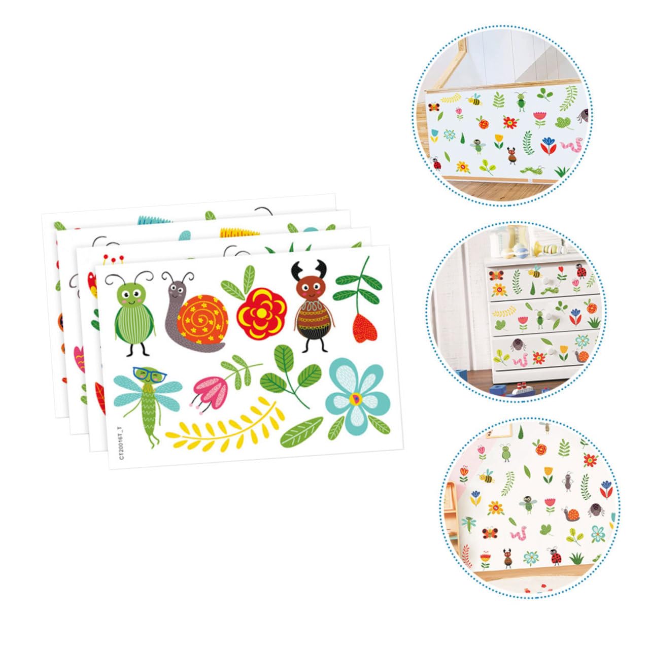 Yardwe 5 Juegos Pegatinas de Pared Infantiles Autoadhesivas de Flores y Animales Decoración para Habitaciones Quitar y Reubicar