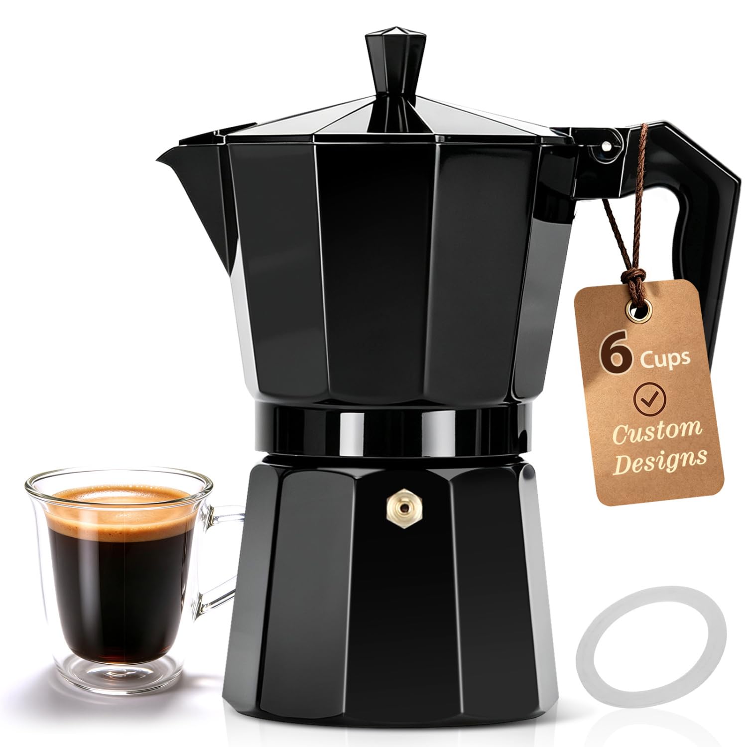 Aigostar Cafetera Italiana 6 Tazas Inducción Personalizable