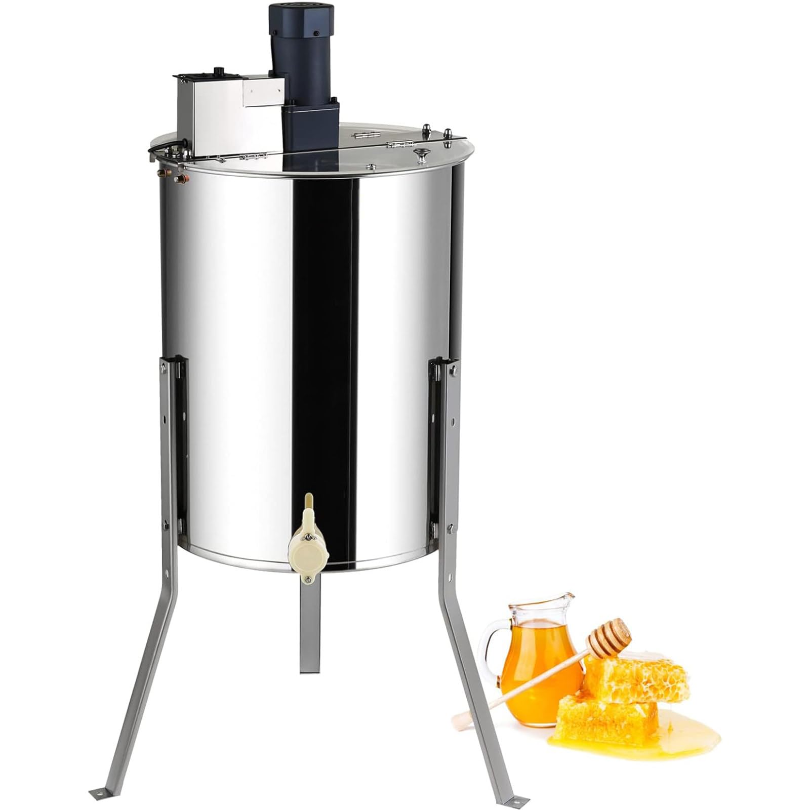PtaTritious 2/3/4 Frame Electric Honey Extractor, Food Grade Stainless Steel Beekeeping Centrifuge with Transparent Lid, Adjustable Stand, Beekeeping Equipment for Apiary, Farm, Business 3Frames
