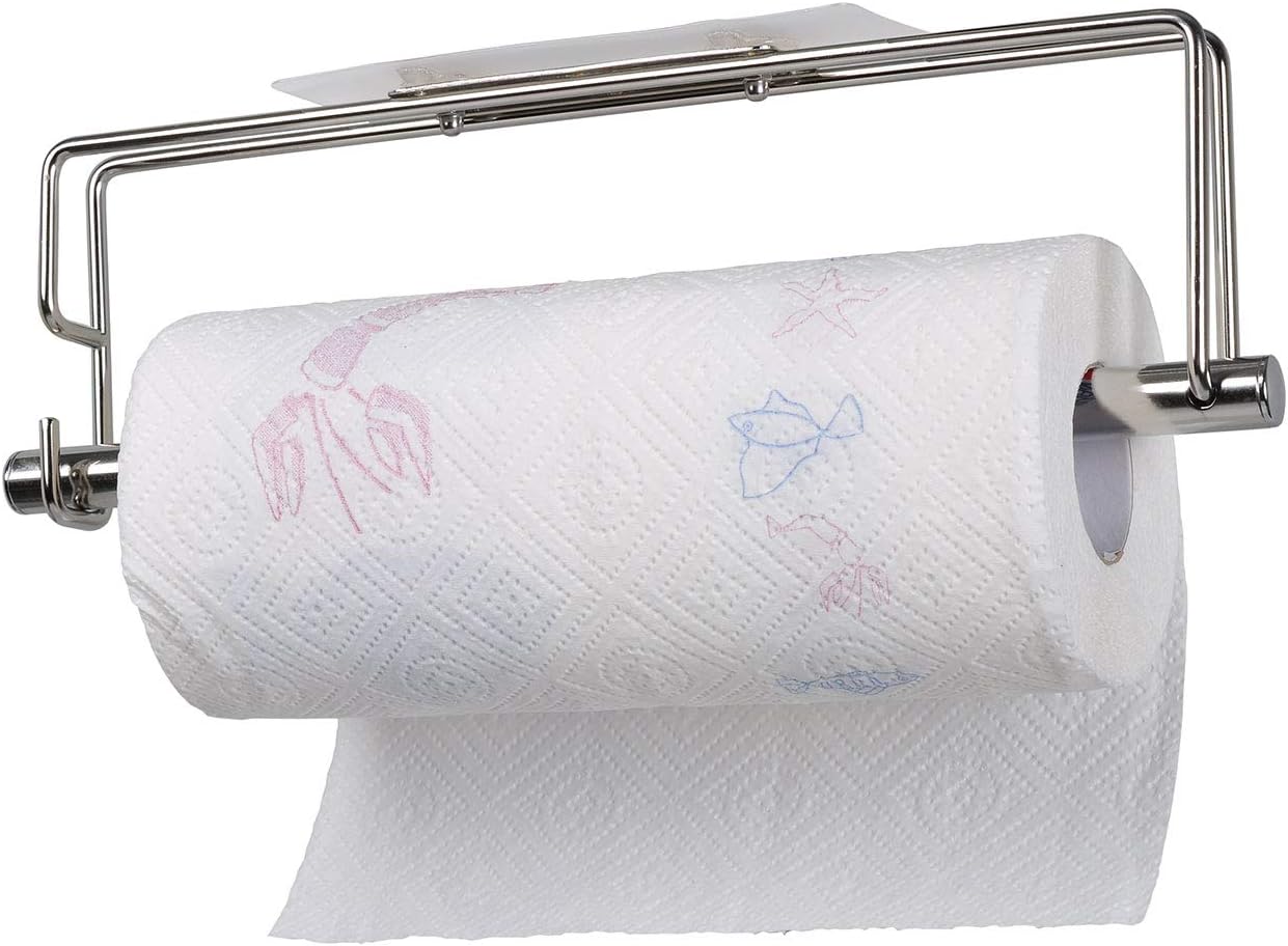 EROCY Paper Towel Holder Under Cabinet - Self Adhesive Paper Towel Rack Wall Mounted for Kitchen - No Drilling - SUS 304 Stainless Steel