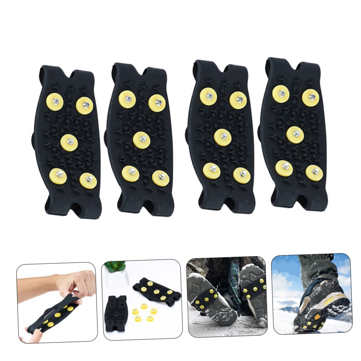 Ramponcini da Scarpa Pieghevoli Tpe Neri, 2 Paia per Scarpe e Stivali | Trazione Antiscivolo, Riducono Scivolate e Cadute, Facile da Allungare, per Campeggio e Jogging