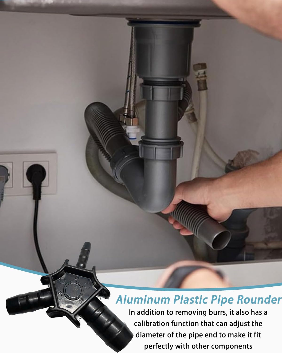 Calibratore Sfusatore per Tubo Multistrato con Diametro 16-20-25 mm, Calibratore per Tubo Multistrato Alesatore, per Alesatore PEX-AL-PEX con Impugnatura Ergonomica