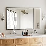 BEAUTYPEAK Gold Bathroom Wall Mirror - 20" x 30" Rectangular Mirror with Metal Frame, Hangs Horizontal or Vertical for Living Room Bedroom Bathroom Entryway