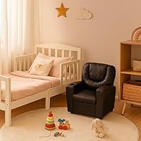 Vista 9 de Naomi Home Suri - Silla reclinable para niños con portavasos y reposapiés, construida para crecer con capacidad de 150 libras, marco de madera Negro